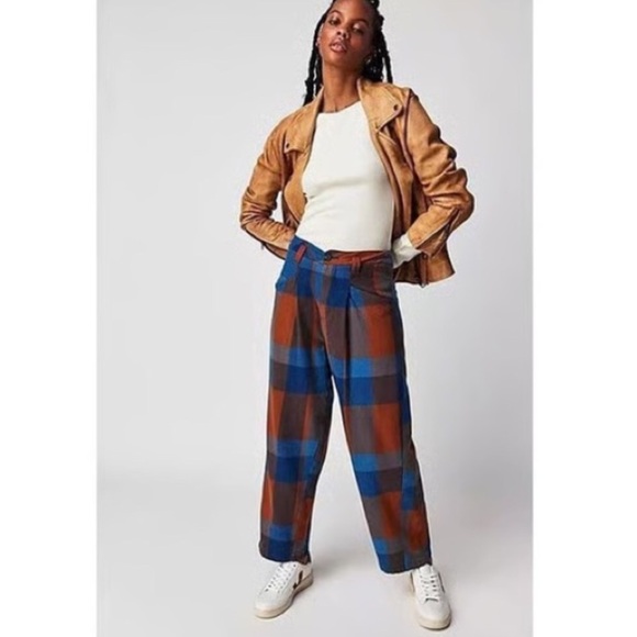 Free People Cass Slouchy Trousers in Indigo Combo - Picture 2 of 5